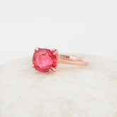 Padparadscha Sapphire Ring, 925 Sterling Silver Rings, Padparadscha Quartz 9x10mm Cushion Shape Gemstone Ring, Rose Gold Plated Silver Ring For Women